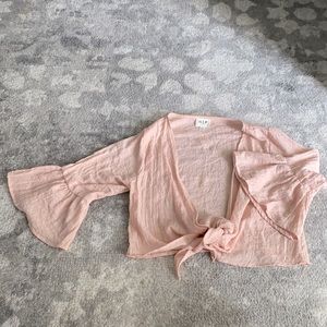 Bell sleeve tie around crop top